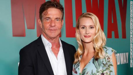 Dennis Quaid and fiancee Laura Savoie arrive at the &quot;Midway&quot; Special Screening at Joint Base Pearl Harbor-Hickam on October 20, 2019 in Honolulu, Hawaii. 