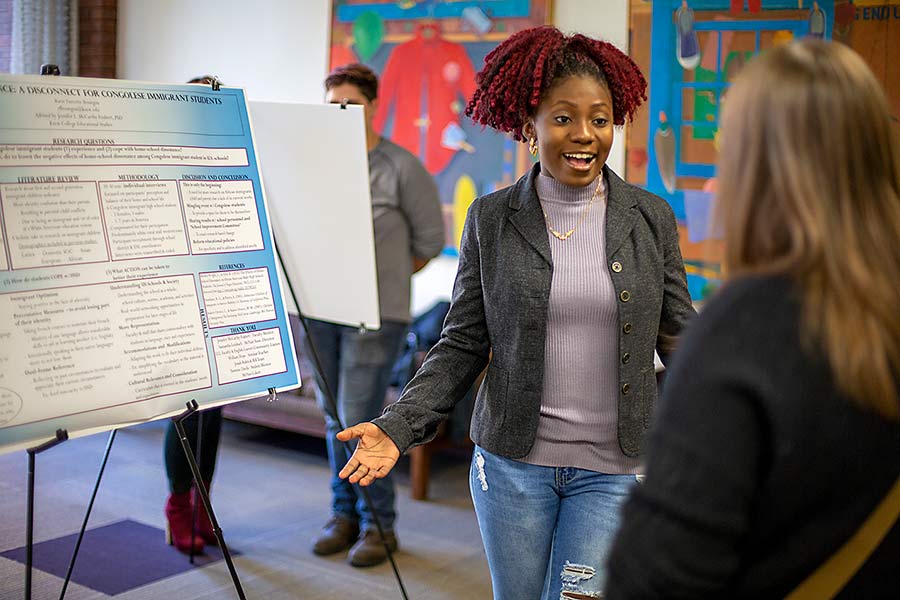 Ravie Boungou '20 studied the dissonance between home and school life for Congolese immigrants in her McNair research.