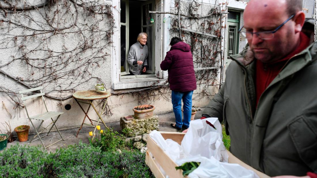 Farmers deliver vegetables to a customer in Saint-Georges-sur-Cher, France, on March 29.