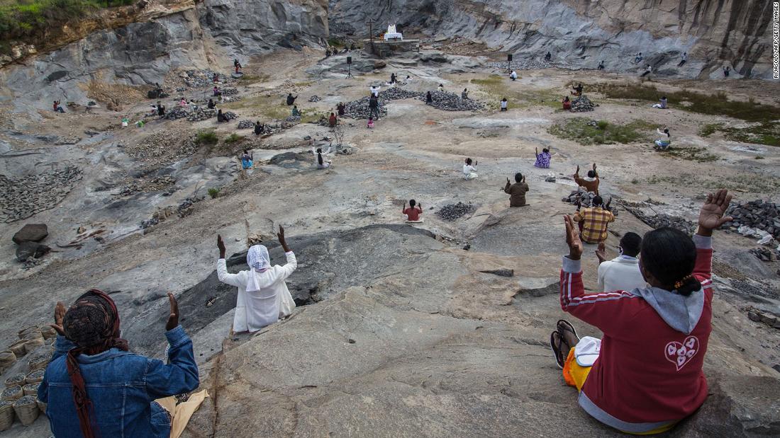Pedro Opeka, founder of the &lt;a href=&quot;http://www.amicipadrepedro.org/en/akamasoa/&quot; target=&quot;_blank&quot;&gt;Akamasoa Association,&lt;/a&gt; conducts the traditional Easter Mass in a granite quarry while maintaining social distancing in Antananarivo, Madagascar, on April 12.
