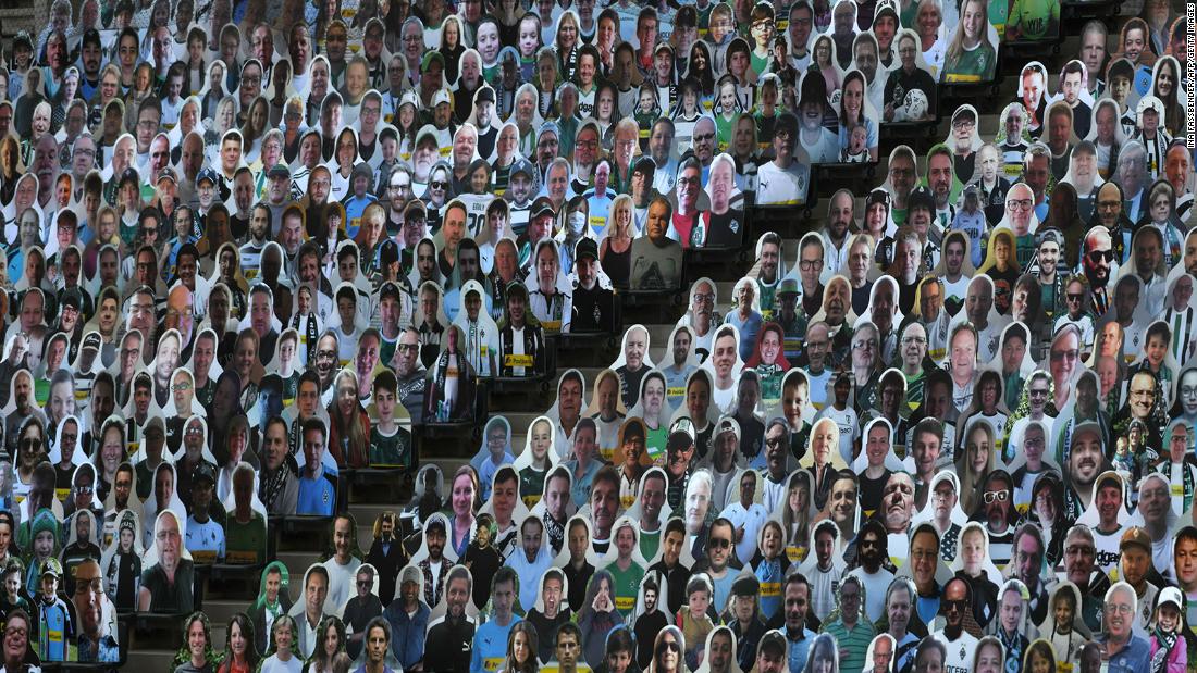 Cardboard cutouts of soccer fans are seen at the Borussia-Park stadium in Mönchengladbach, Germany, on May 19. The Bundesliga, Germany&#39;s top pro soccer league, became &lt;a href=&quot;https://www.cnn.com/2020/05/16/sport/germany-bundesliga-return-football-spt-intl/index.html&quot; target=&quot;_blank&quot;&gt;the first major European competition to return amid the coronavirus pandemic.&lt;/a&gt;