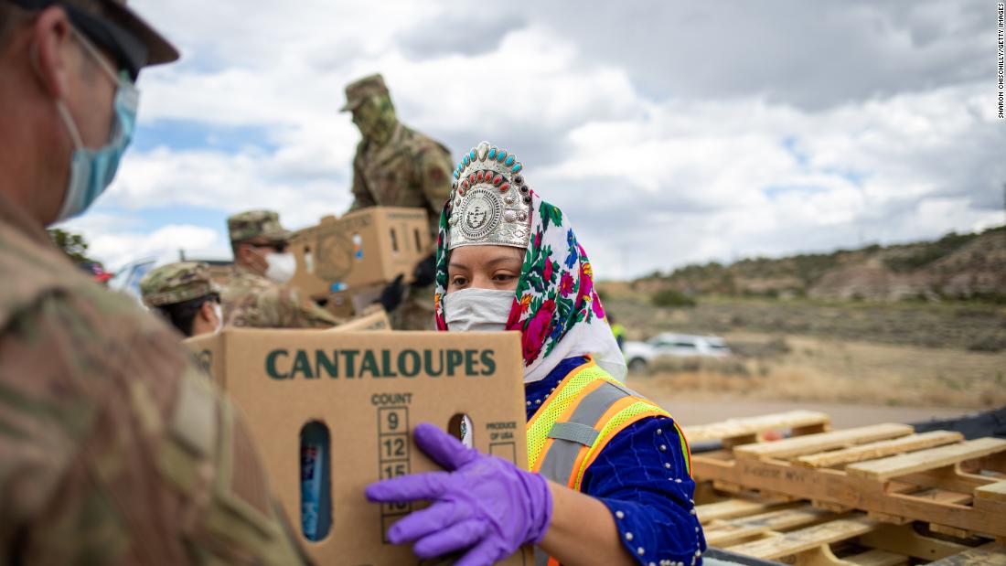 Shaandiin P. Parrish, Miss Navajo Nation, helps distribute food and other supplies to Navajo families in Counselor, New Mexico, on May 27. Navajo Nation &lt;a href=&quot;https://www.cnn.com/2020/05/18/us/navajo-nation-infection-rate-trnd/index.html&quot; target=&quot;_blank&quot;&gt;has been hit hard by the coronavirus.&lt;/a&gt;