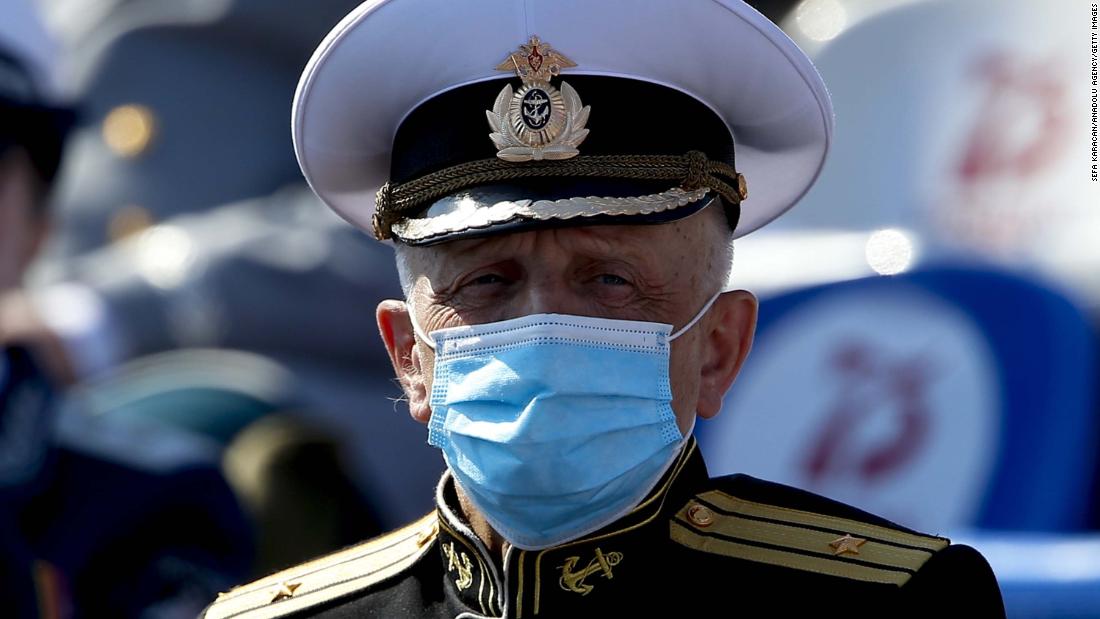 A ceremonial soldier wears a face mask during &lt;a href=&quot;https://edition.cnn.com/2020/06/24/europe/victory-day-moscow-parade-coronavirus-2020-intl/index.html&quot; target=&quot;_blank&quot;&gt;Russia&#39;s Victory Day parade&lt;/a&gt; in Moscow on June 24. A major celebration was originally planned to take place in May, with world leaders invited to attend, but it was postponed by the Kremlin after veterans organizations voiced concerns about the health risks such an event might pose amid the coronavirus crisis.