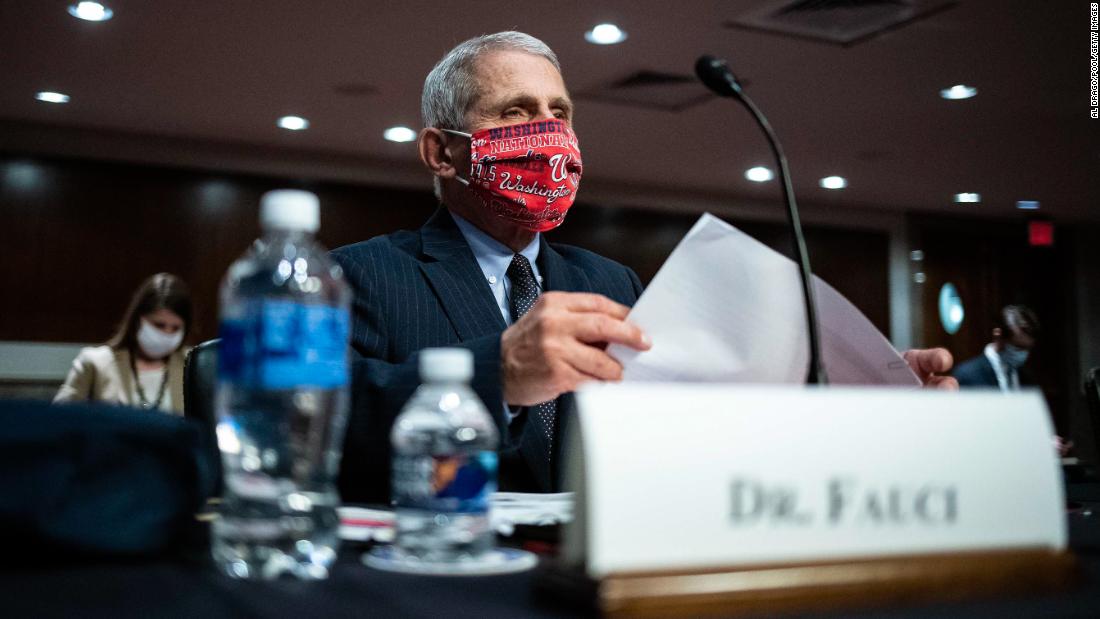 Dr. Anthony Fauci, director of the National Institute of Allergy and Infectious Diseases, wears a Washington Nationals mask June 30 as he arrives &lt;a href=&quot;https://www.cnn.com/2020/06/30/politics/fauci-redford-testimony-senate-coronavirus/index.html&quot; target=&quot;_blank&quot;&gt;to testify at a Senate committee hearing&lt;/a&gt; about the coronavirus pandemic. Fauci issued a stark warning to lawmakers, telling them he wouldn&#39;t be surprised if the United States sees new cases of coronavirus rising to a level of 100,000 a day.